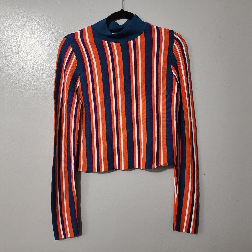 Victor Glemaud x Target Striped Mock Turtleneck Pullover Knit Sweater Women's M